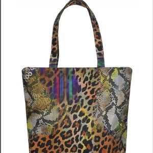 COLORFUL RAINBOW LEOPARD/SNAKE PRINT TOTE BAG